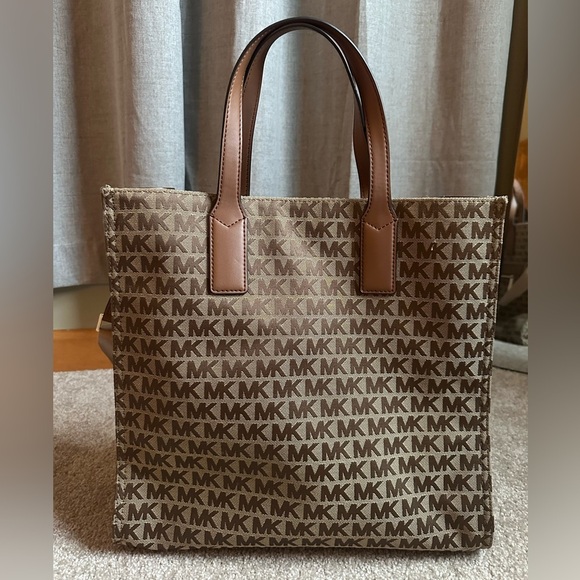 Michael Kors Tan and Brown Monogram Tote - Picture 2 of 3